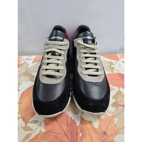 $415 Costume National Logo Lace-Up Studded Leather  Men\'s Sneakers Size 10 Shoes
